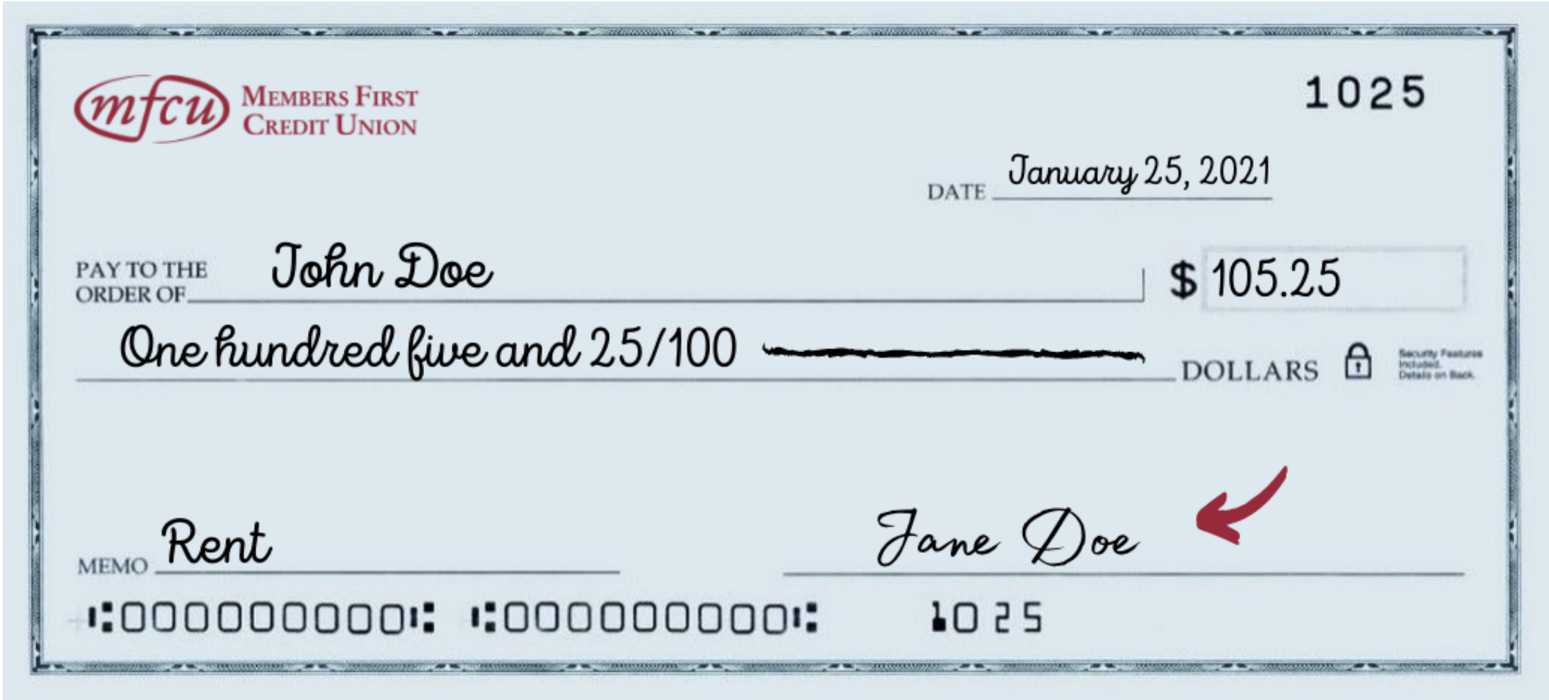 sign the check